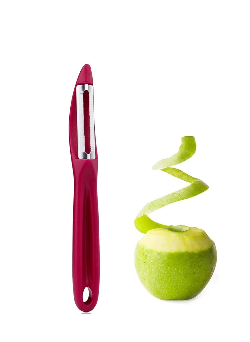 Accessorize Kingdom Peeler for Vegetables, Stainless Steel Blade, Ultra Sharp Japan Made Blade with Multifunctional Handle, Kitchen Veggie Scraper 2 in 1 Potato,Peeler Machine Professional [Red Qty:1]