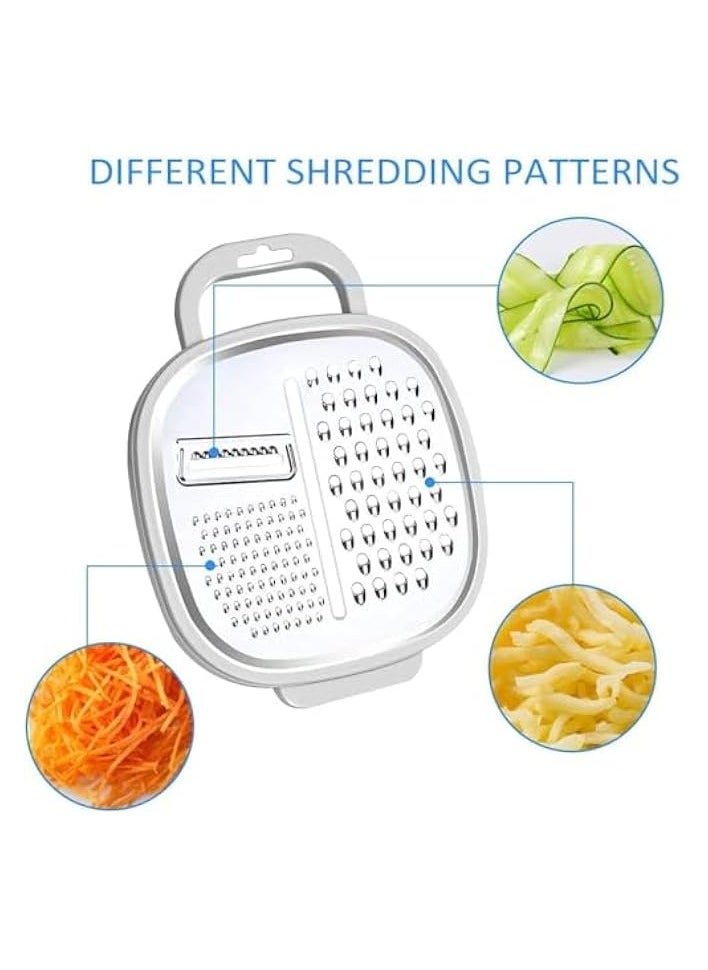 Cheese Grater with Container, Stainless Steel Vegetable Chopper Ginger Shredder for Kitchen with Lid and Detachable Storage Container, for Parmesan Cheese Vegetables Ginger 1Pcs