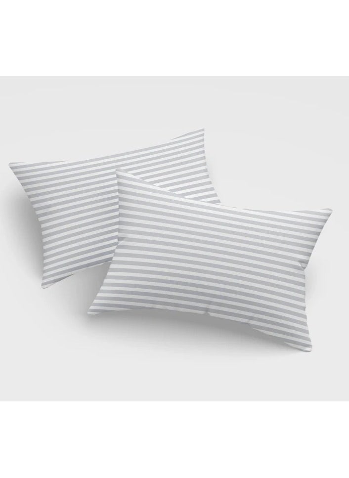 COMFY HYPOALLERHENIC WHITE STRIPE HOTEL QUALITY SET OF 2 COTTON LUXURIOUS PILLOW SET