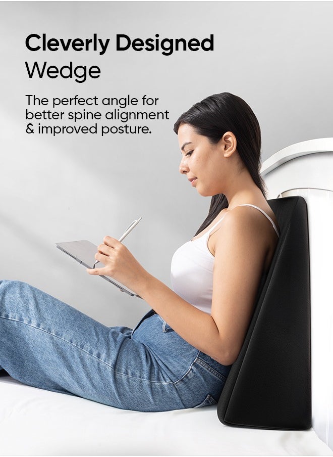 Frido Wedge Cushion, Back Support Pillow For Sleeping, Memory Foam Pillow, Triangle Pillow, Improves Comfort & Posture, Cushion For Sitting & Working on Bed, WFH Cushion, Pack of 1 (White)