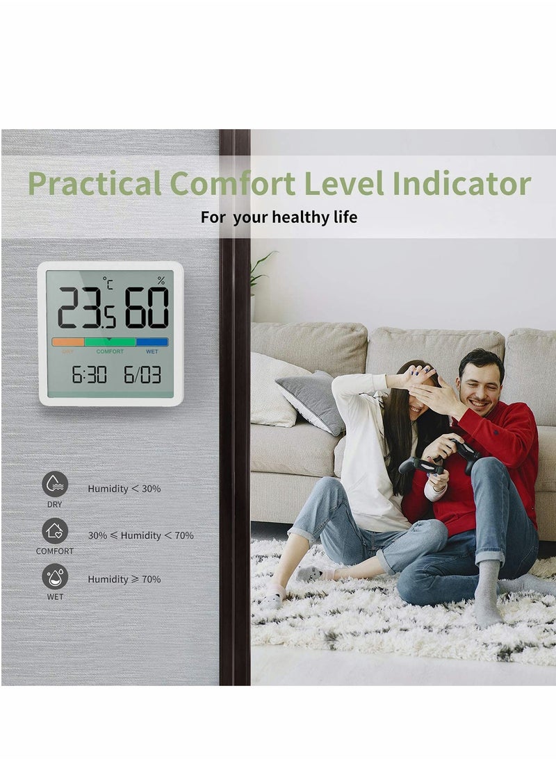 Digital Hygrometer Indoor Thermometer, Room Humidity Gauge, Accurate Desktop with Temperature, Humidity, and Clock