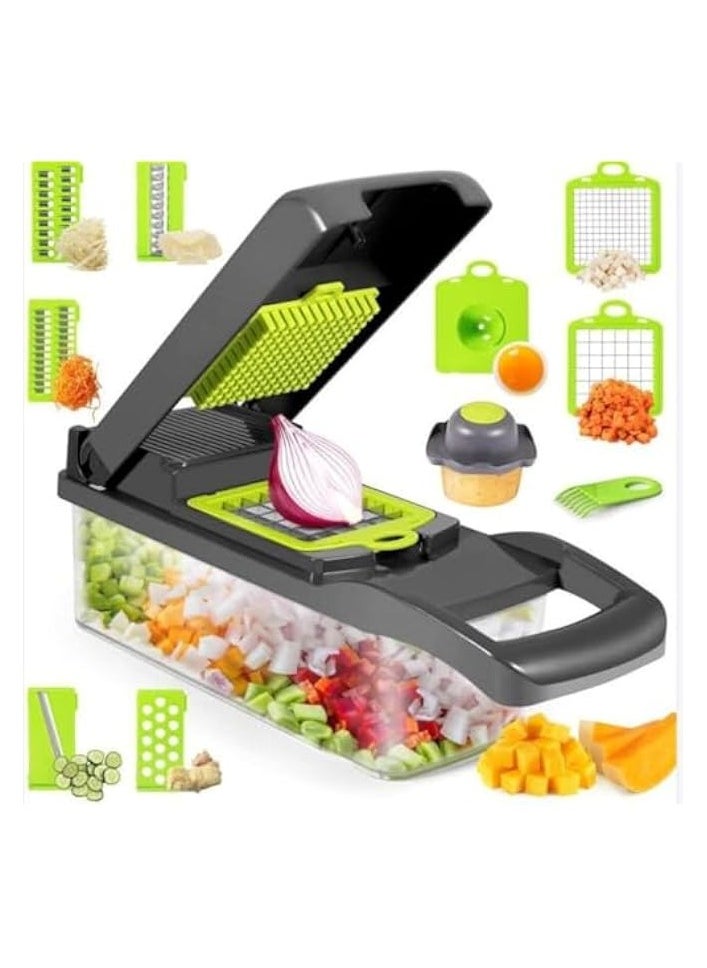 Kitchen 16 in 1 Vegetable Chopper Multi Function Kitchen Veg Cutter 7 Stainless Steel Blades Onion Choppers with Storage Container for Fruits and Veg