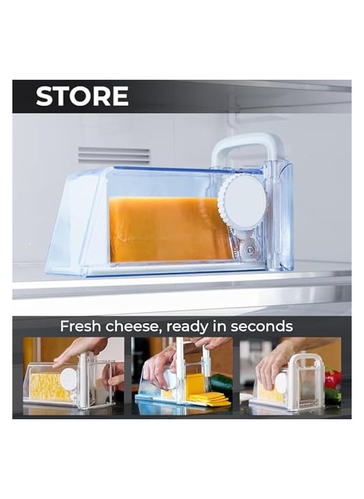 Cheese Chopper 4-in-1, Cheese Cutter, Cheese Grater with Handle, Butter Slicer Storage Box, Kitchen Utility Tools for Block Cheese, Butter,Sausages