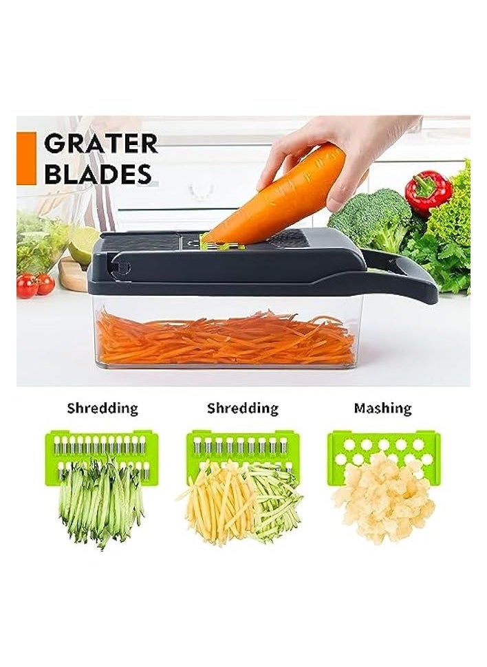 Onion Chopper – 16-in-1 Multifunctional Food Processor and Vegetable Chopper with 8 Blades, Ideal for Carrots, Garlic, and More – Essential Kitchen Accessory