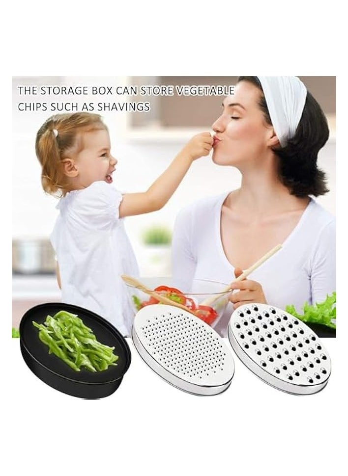 Cheese Grater with Container, 2 Pcs Vegetable Chopper with Food Storage Container and Lid, Kitchen Grater, BPA Free, Multi Functional Cheese Grater for Cheese, Vegetables, Ginger
