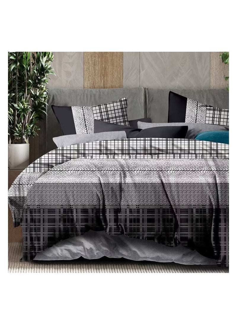 Monochrome Symphony Bed Sheet Set - Without Filling - 6 Pcs - 4 Pillow Covers - 1 Bedsheet - 1 Duvet Cover        King Size:  Duvet Cover: 220*240cm Fitted Sheet: 200*200cm+30cm Pillow Cases: 50*75cm