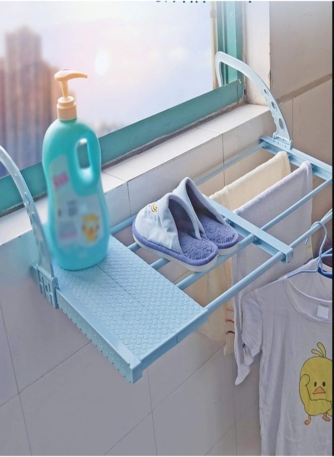 Balcony Clothes Shoes Drying Rack Clothing Foldable Stainless Steel Clothes Dryer Folding Laundry Holder Hanging Laundry Rack Radiator Airer With Adjustment Hook Home