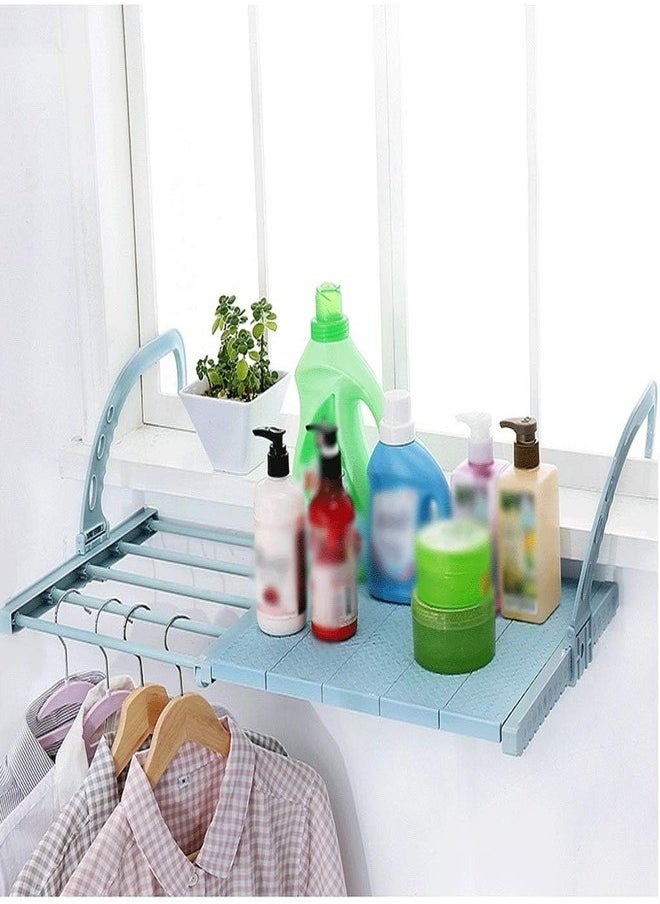 Balcony Clothes Shoes Drying Rack Clothing Foldable Stainless Steel Clothes Dryer Folding Laundry Holder Hanging Laundry Rack Radiator Airer With Adjustment Hook Home