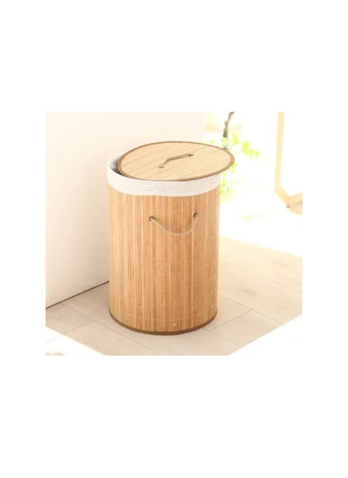 DECORHILLS Large Laundry Bamboo Basket with Rope Handle and Lid, Cotton Rope Laundry Basket, Storage Basket, toy Basket