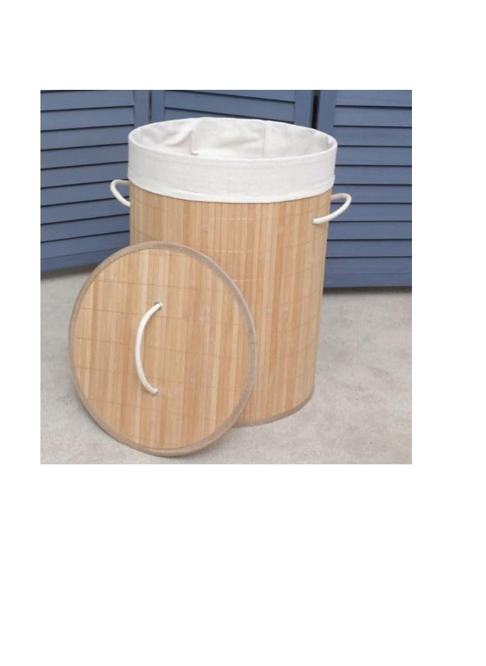 DECORHILLS Large Laundry Bamboo Basket with Rope Handle and Lid, Cotton Rope Laundry Basket, Storage Basket, toy Basket