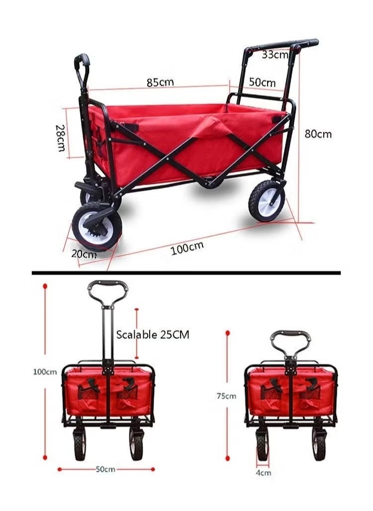 Garden Cart Camping Wagon | Foldable Collapsible Utility Wagon for Shopping, Garden, Camping & Picnic Use