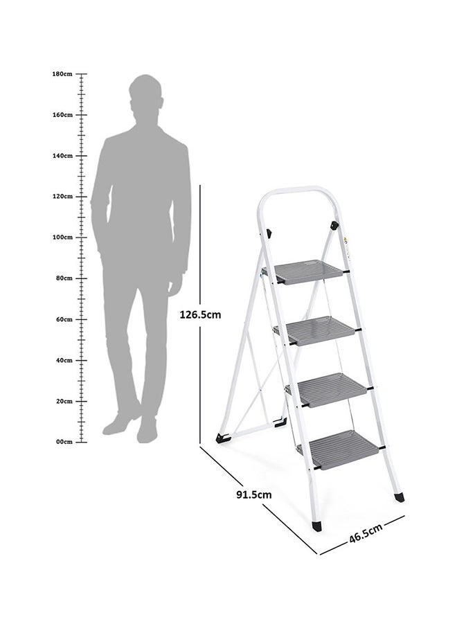 4-Step Steel Ladder, Grey & White