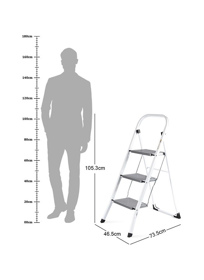 3-Step Steel Ladder, Grey & White