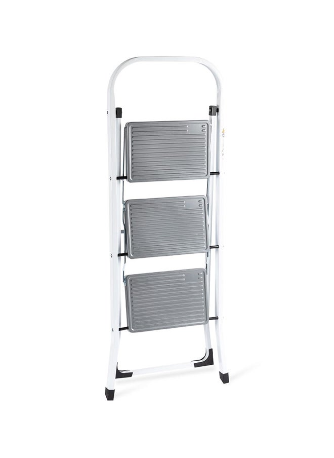 3-Step Steel Ladder, Grey & White