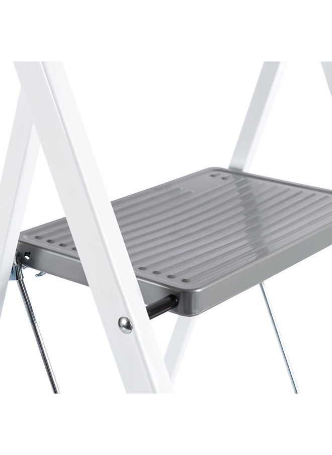 3-Step Steel Ladder, Grey & White