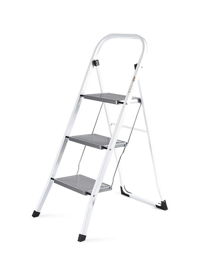 3-Step Steel Ladder, Grey & White