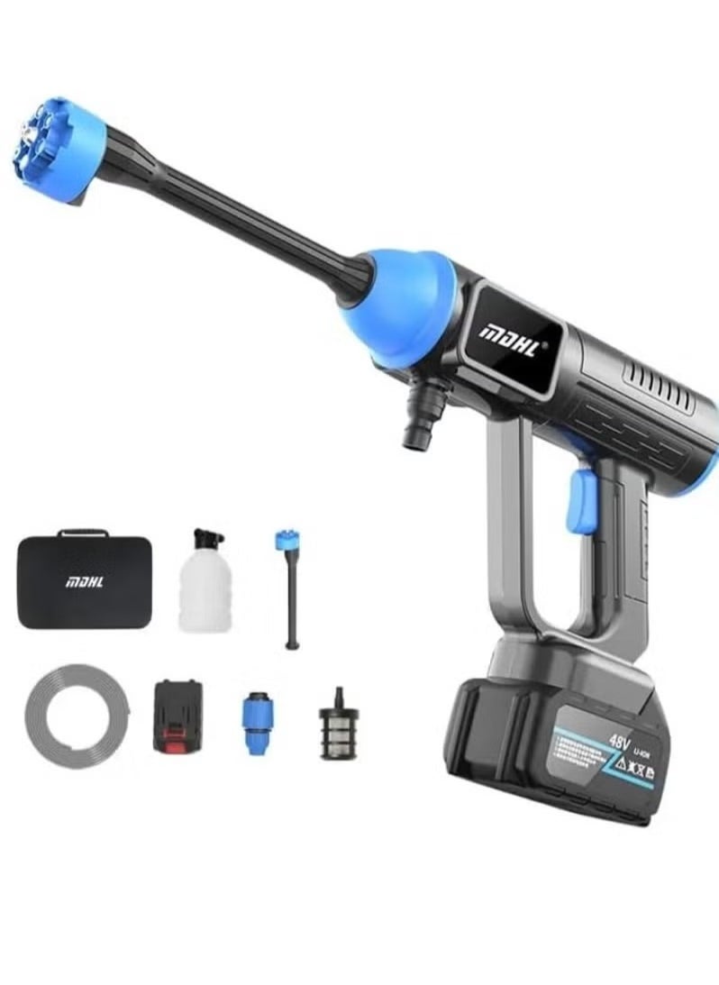 Handheld Pressure Washer – Portable Powerful Cordless Cleaner with Rechargeable Battery, 6-in-1 Injection Nozzle, 10m Tube, Toolbox Package for Car, Outdoor, and Home Cleaning