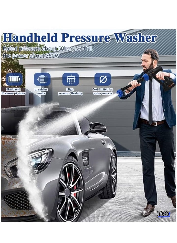 Handheld Pressure Washer – Portable Cordless Powerful Cleaner, Rechargeable with 6-in-1 Nozzle, 10m Tube, Toolbox Package, Ideal for Car, Outdoor, and Home Cleaning