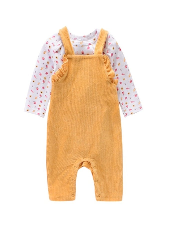 Bambimici Jumper Set Bodysuit Flower Print - Yellow