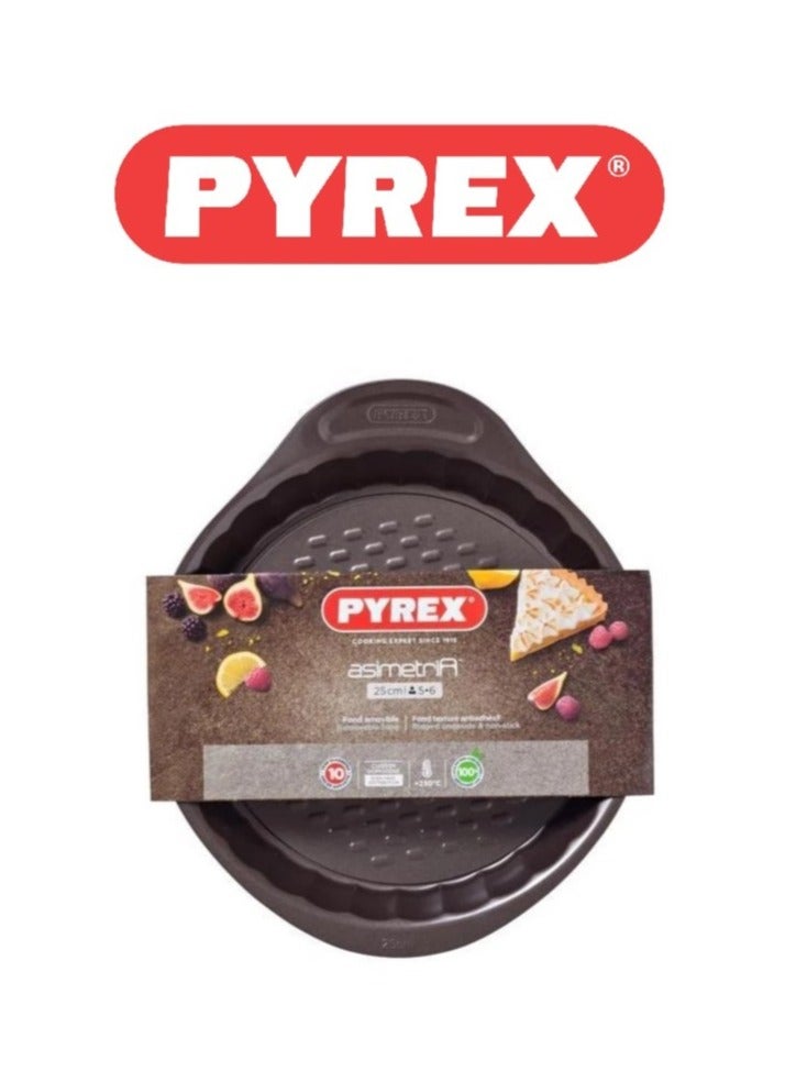 Pyrex Asimetria Flan Pan Loose Base 25cm AS25BQ0 - Durable, Easy Release, Optimal Grip, Elegant Design