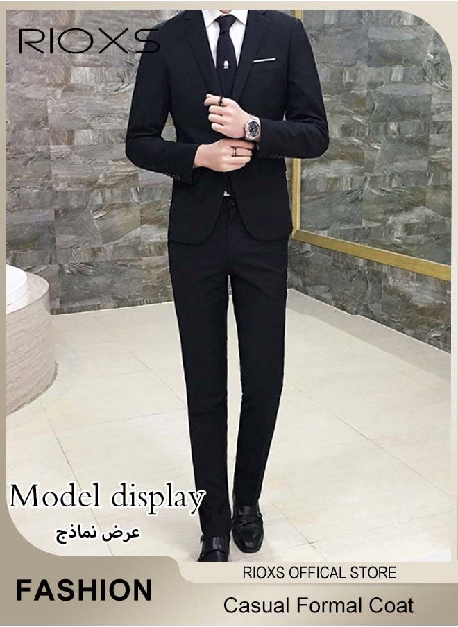 Men's Formal Blazer, One Button Classic Blazer Jackets, Slim Fit Suit Jacket with Full Polyester Lining, Made of Smooth Soft Non-deformable Materials, Perfect for Everyday, Business, Office, Dating, Parties and Wedding