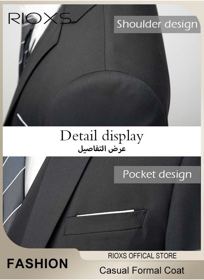 Men's Formal Blazer, One Button Classic Blazer Jackets, Slim Fit Suit Jacket with Full Polyester Lining, Made of Smooth Soft Non-deformable Materials, Perfect for Everyday, Business, Office, Dating, Parties and Wedding