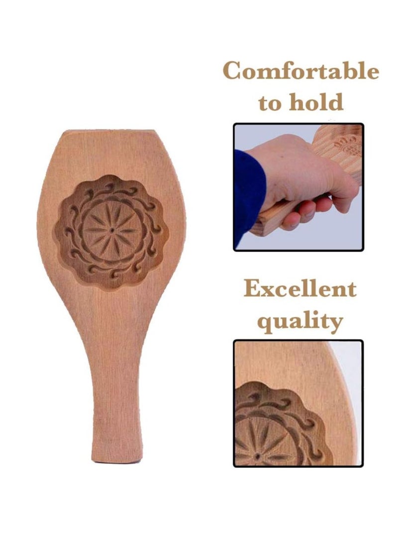 Carved Round Wooden Mold Press Mooncake Mold Middle Eastern Cookie & Cake Mold 2-1/2