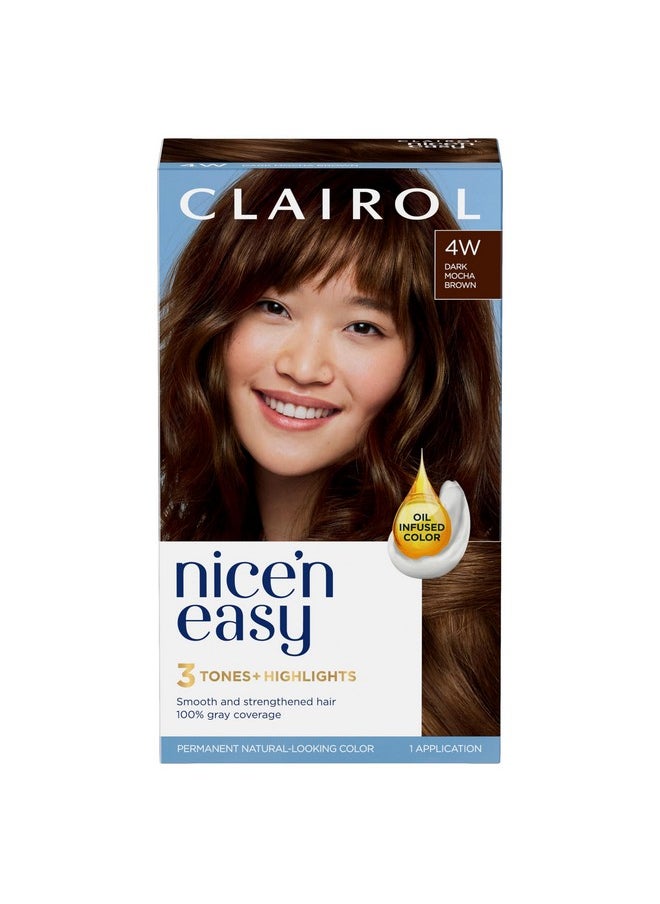 Nice'N Easy Permanent Hair Dye, 4W Dark Mocha Brown Hair Color, Pack Of 1