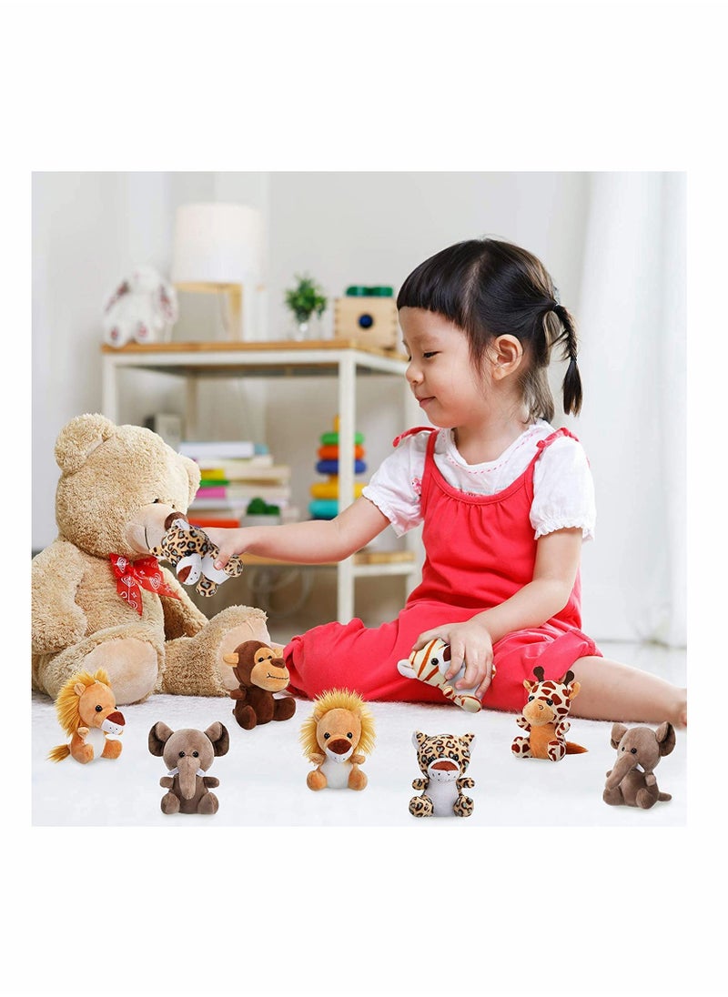 Toy Decorations, 6 Pieces Mini Stuffed Forest Animals Jungle Animal Plush Toys in 4.8 Inch Cute Plush Elephant Lion Giraffe Tiger Plush for Animal Themed Parties