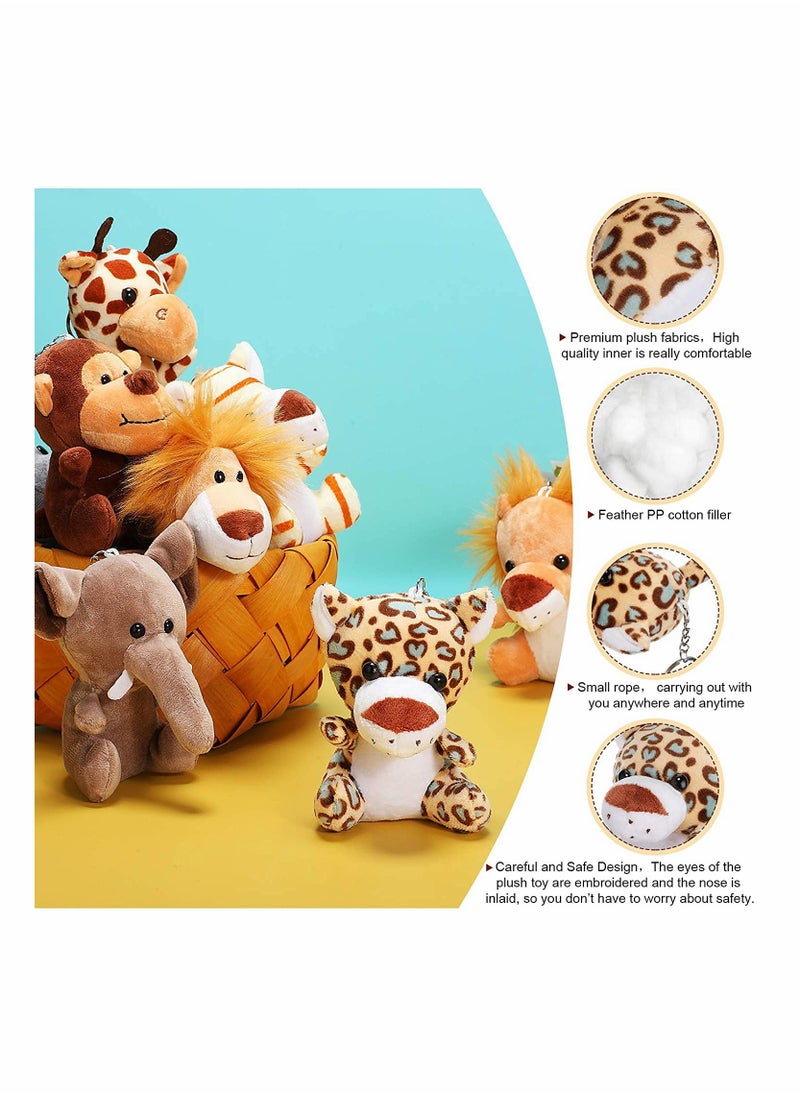 Toy Decorations, 6 Pieces Mini Stuffed Forest Animals Jungle Animal Plush Toys in 4.8 Inch Cute Plush Elephant Lion Giraffe Tiger Plush for Animal Themed Parties