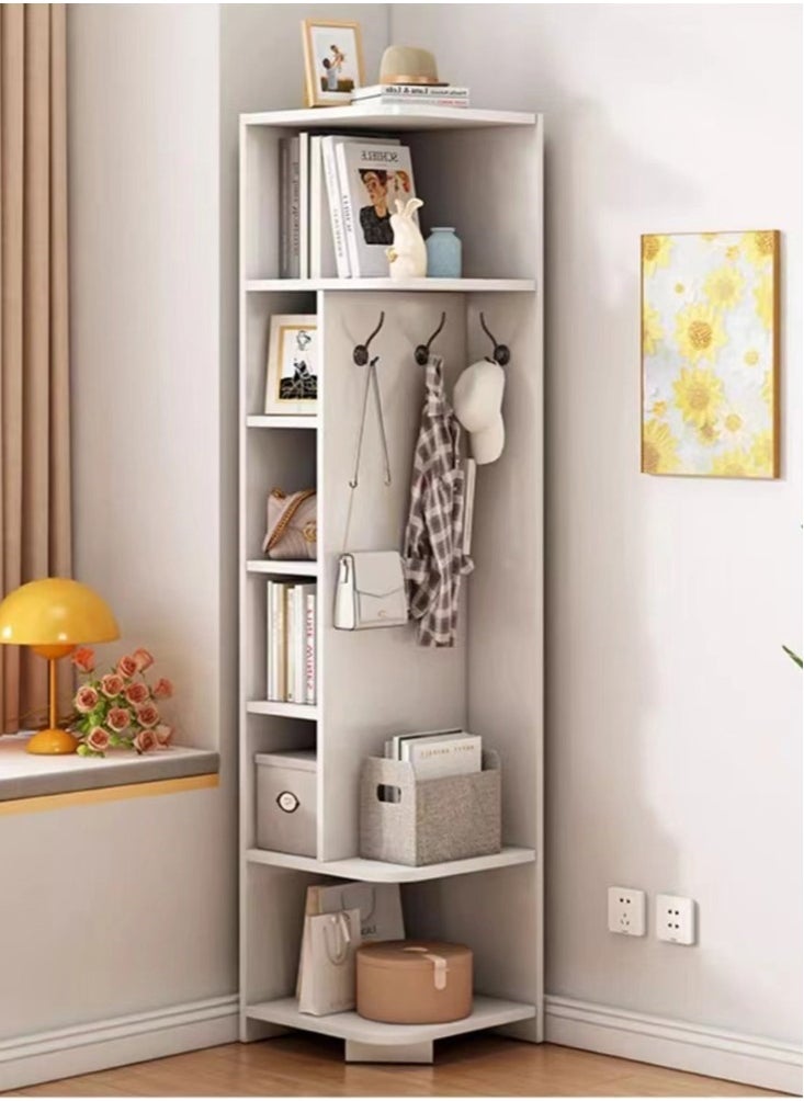 1-Piece Corner Shelf Display Storage Shelves for Home Office Décor Density Board White 30x30x180 cm