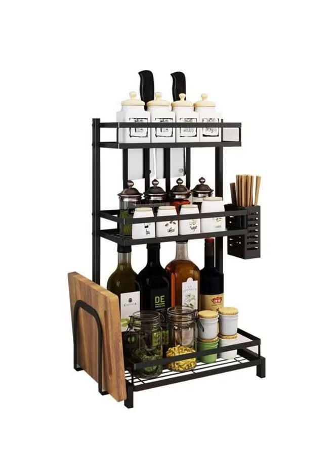 3-layer stainless steel countertops and cabinet storage racks, kitchen seasoning storage racks，