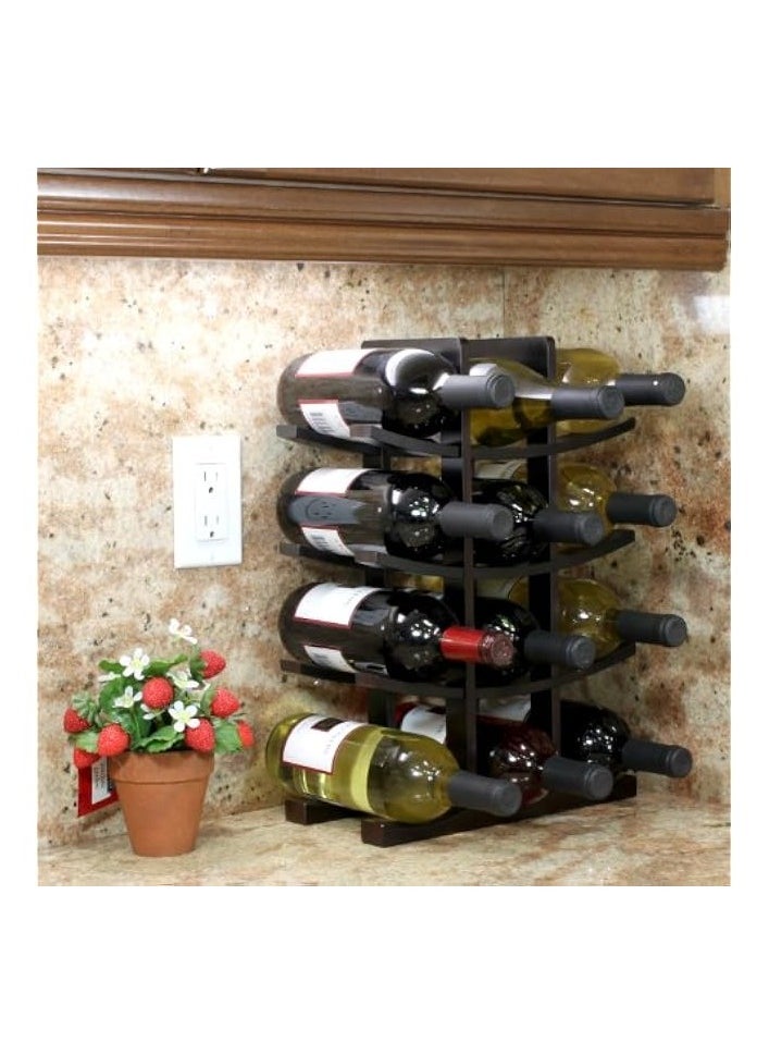 12-Bottle Bamboo Wine Rack, Dark