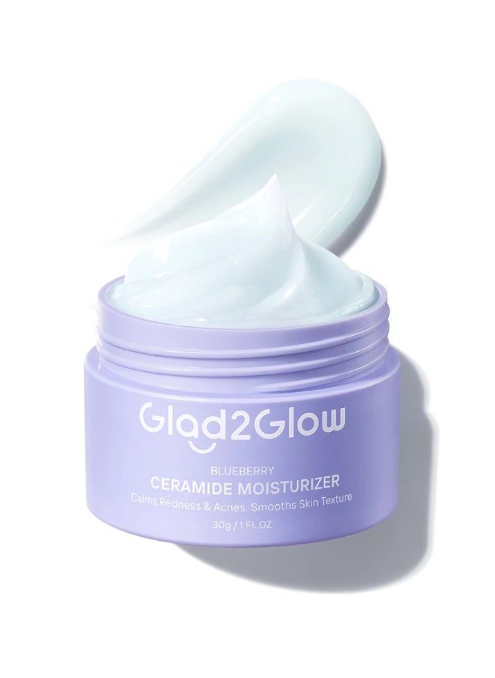 Glad2Glow Complete Set: Blueberry Ceramide Moisturizer 30g with Blueberry Ceramide Low pH Gel 70ml - Skin Barrier Repair and Acne Moisturizer