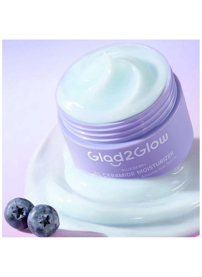 Glad2Glow Complete Set: Blueberry Ceramide Moisturizer 30g with Blueberry Ceramide Low pH Gel 70ml - Skin Barrier Repair and Acne Moisturizer