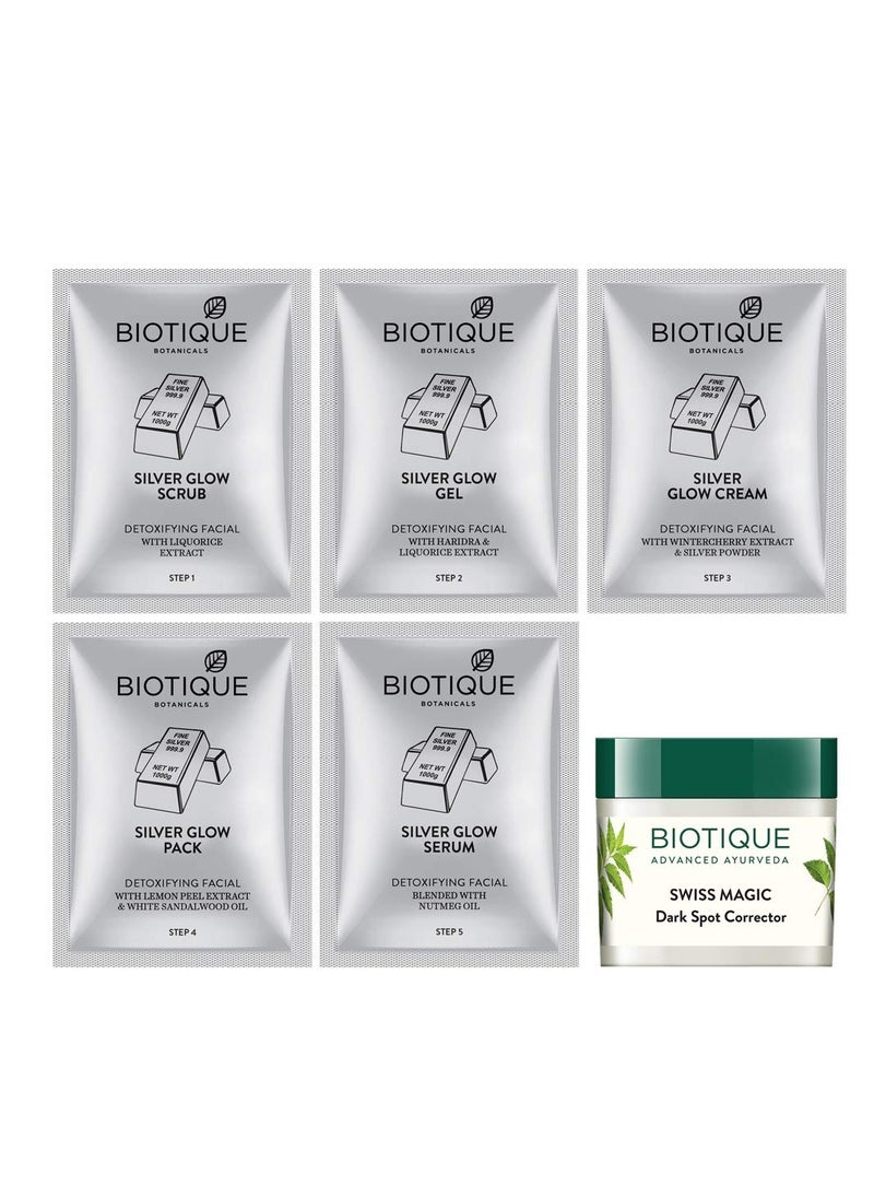 Biotique Clear Bright Skin Silver Facial Kit, 65g