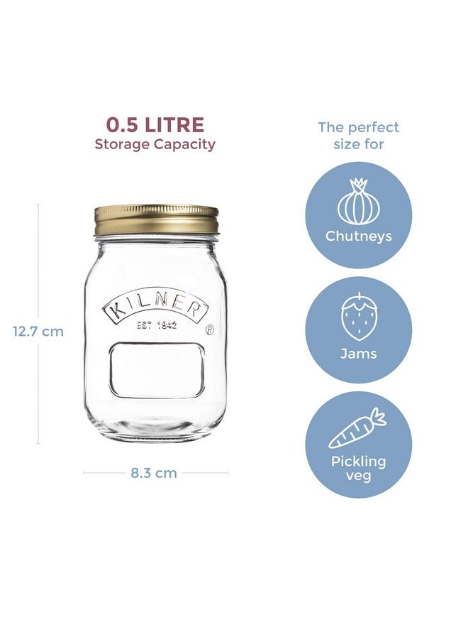 Kilner Borosilicate Preservative Jar 500ml, Preserving Jars with Screw Lids for Storing and Preserving Healthy, Home Grown Foods, 100% Leak-Proof, Dishwasher Safe.