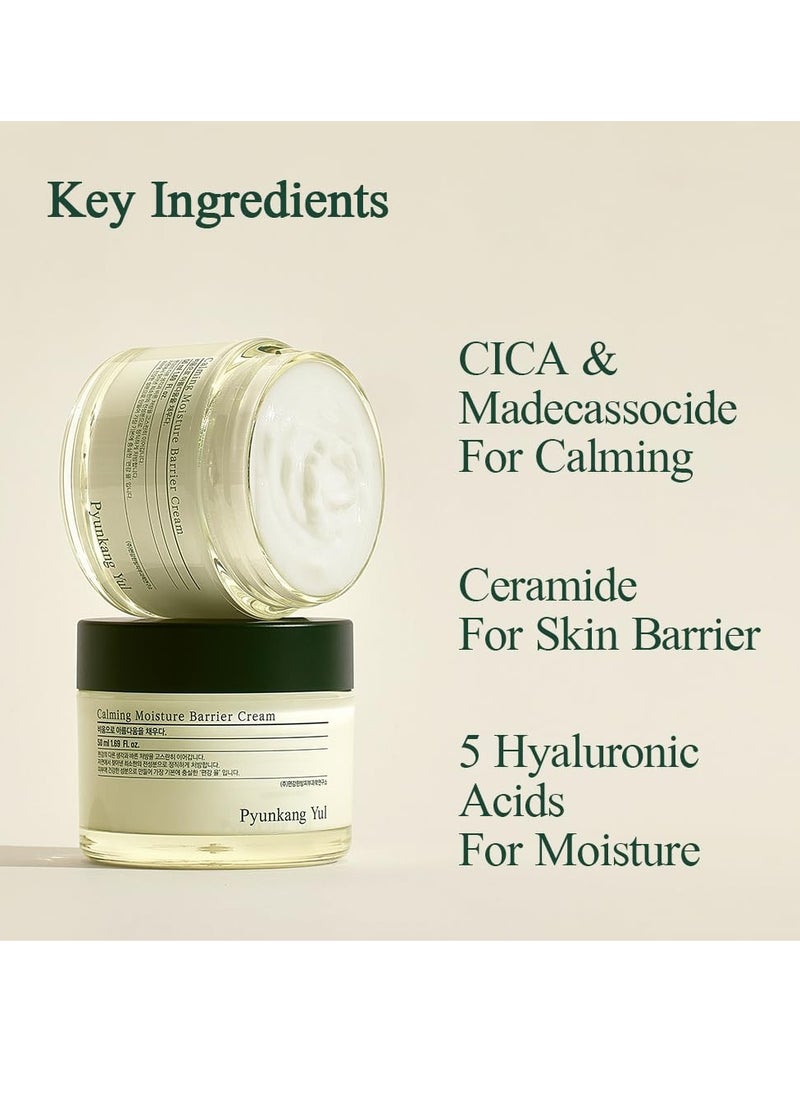 Calming Moisture Barrier Cream Instantly Soothes Sensitive Skin Hyaluronic Acid and Ceramide for Hydration Vegan Korean Skincare 50ml