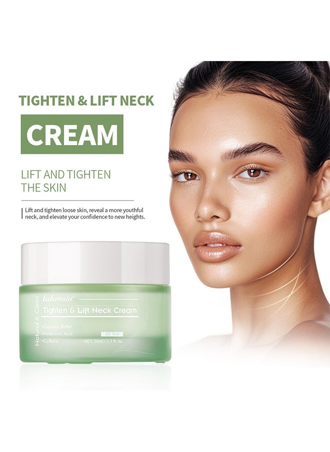 Tighten Lift Neck Cream,with Hyaluronic Acid and Caffeine Anti Aging Neck Cream for Tightening Firming Smooth Fine Lines and Wrinkles Moisturizing Nourishing Neck Firming Cream Tighten Skin and Neck Lift Cream 50ml