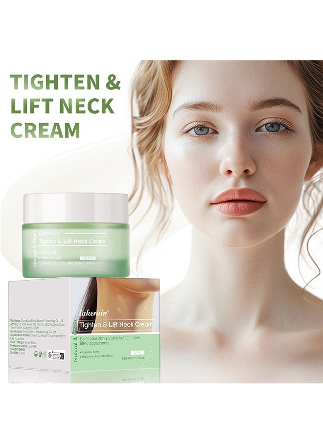 Tighten Lift Neck Cream,with Hyaluronic Acid and Caffeine Anti Aging Neck Cream for Tightening Firming Smooth Fine Lines and Wrinkles Moisturizing Nourishing Neck Firming Cream Tighten Skin and Neck Lift Cream 50ml