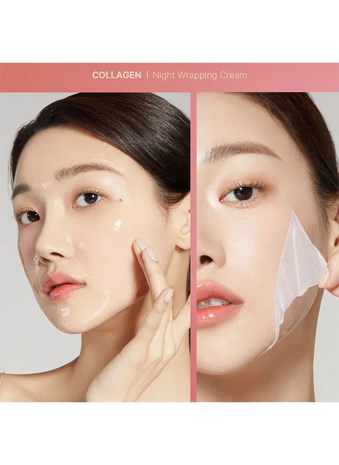 Collagen Night Wrapping Mask 75ml/2.53 fl.oz, Elasticity & Hydration Care, Reduces Sagging & Dullness, Hydrolyzed Collagen For Glowing Skin