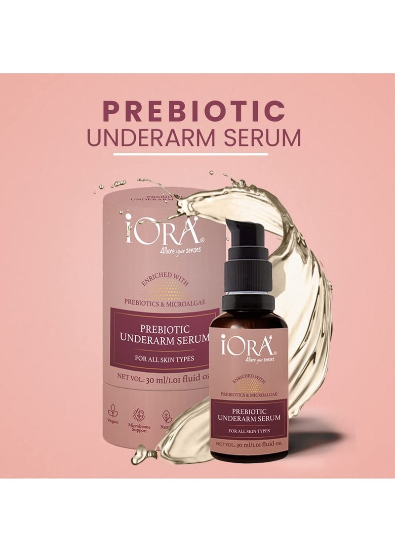 iORA Prebiotic Underarm Serum | Helps with Brightening, Depigmentation & Odour Control for Dark Underarms | Enriched with Neem, Green Tea & Essential Oils | For All Skin Types - Men & Women