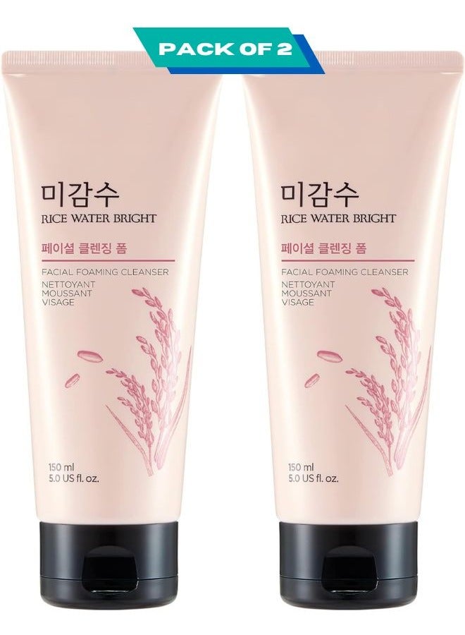 Rice Water Bright Facial Foaming Cleanser 150ml x 2 (Pack of 2), Face Wash for Glowing Skin, Cleanser for Uneven Skin Tone, Korean Skin Care 300ml