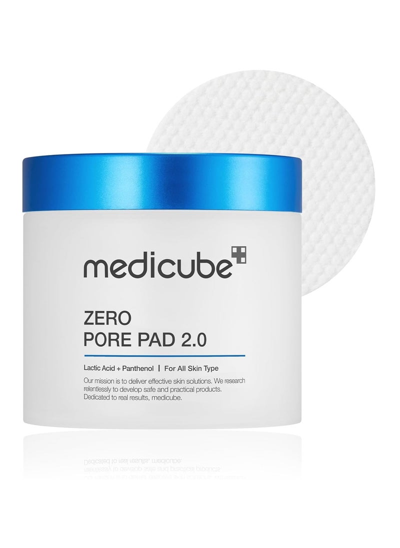 Medicube Zero Pore Pads 2.0 - Dual-Textured Facial Toner Pads for Exfoliation and Minimizing Pores with 4.5% AHA Lactic Acid & 0.45% BHA Salicylic Acid - Ideal for All Skin Types - Korean Skin Care