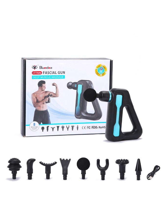 Blueidea LCD Display Fascia Gun, Deep Tissue Muscle Massage Gun with 8 Interchangeable Heads