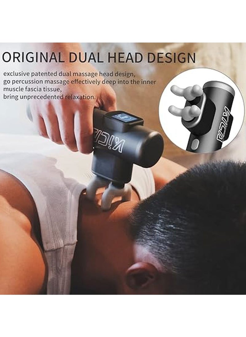 Pro Massage Device for Athletes / Touch Screen/Dual Head Massage / Multiple Modes/ Portable /Deep Tissue for Body/Arms/Back Muscle Massager/Relief/Gym/Sports/Pain Recovery - Black