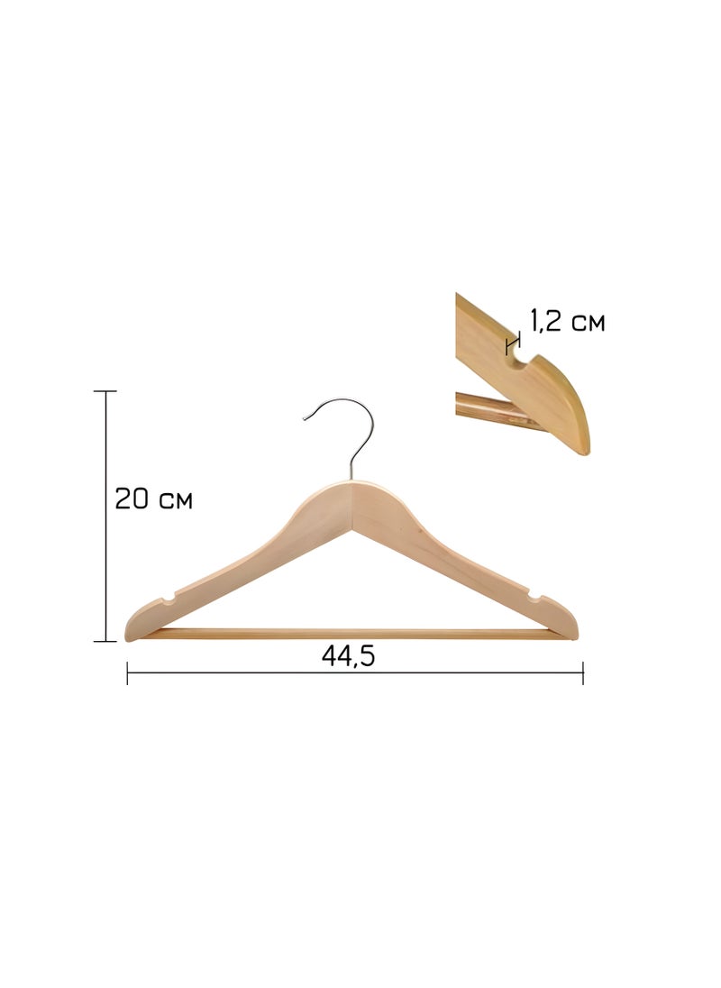 A Set Of 10 Natural Blonde Wood Color Coat/Suit Hangers, Hangers Clothes With 360° Swivel, Non-slip Pants Bar, Shoulder Notches for Camisole, Jacket, pants (10-Pack)