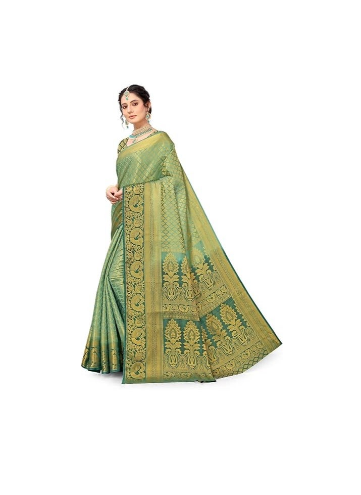 Accessorize Kingdom Women's Banarasi Art Silk Saree With Unstitched Blouse Piece