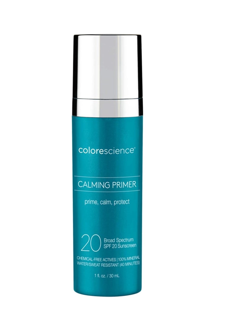 Colorescience Calming Perfector Face Primer, Water Resistant Mineral Sunscreen, Broad Spectrum 20 SPF UV Skin Protection, 1 Fl oz