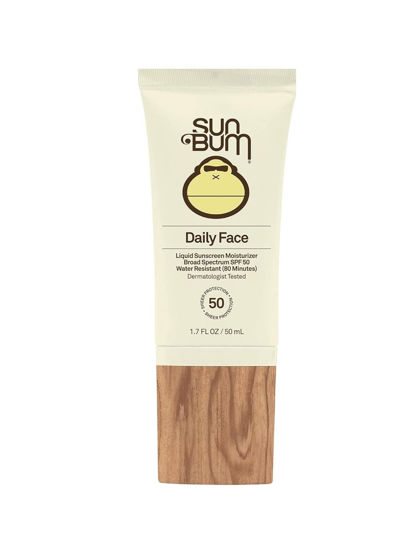 Sun Bum Daily SPF 50 Face Sunscreen Lotion| Broad Spectrum Moisturizing Facial Sunblock with Vitamin E | Vegan and Hawaii 104 Act Compliant (Octinoxate & Oxybenzone Free) | Travel Friendly 1.7 oz